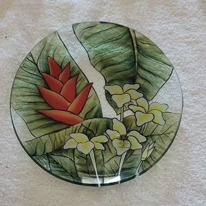 Tropical Floral Glass Plate